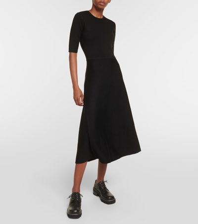 Gabriela Hearst Seymore Flared-hem Wool-blend Maxi Dress In Black