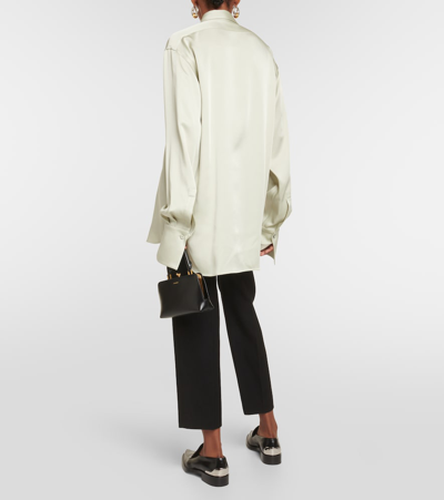 Shop Jil Sander Oversized Satin Shirt In Green