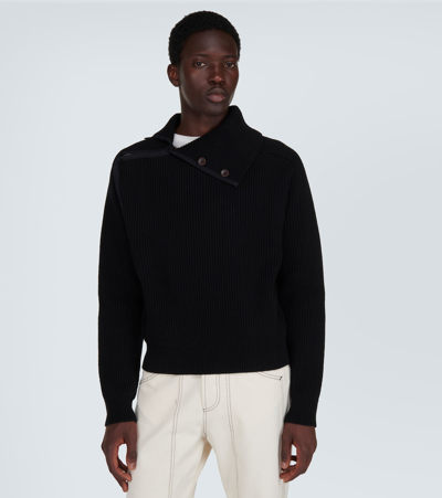 Shop Jacquemus La Maille Vega Wool-blend Sweater In Black