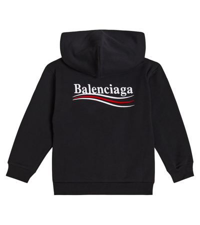 Shop Balenciaga Logo Cotton Jersey Hoodie In Multicoloured