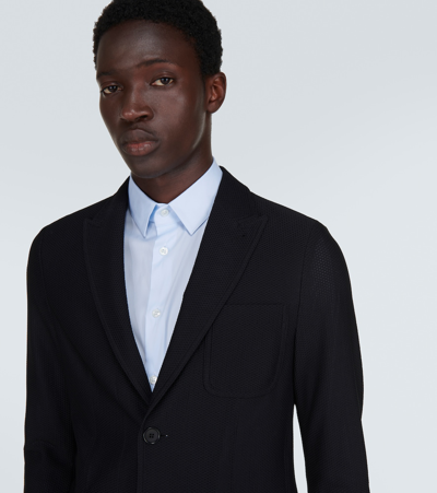 Giorgio Armani Blazer  Herringbone Single-breasted Jacket In Black