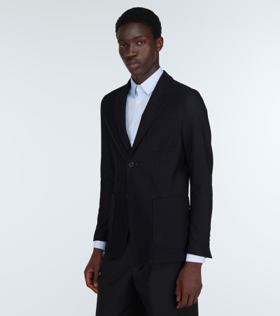 Giorgio Armani Blazer  Herringbone Single-breasted Jacket In Black