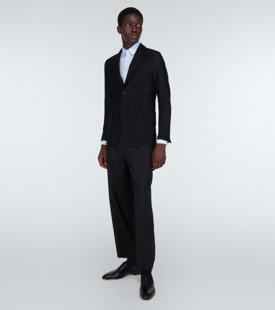 Giorgio Armani Blazer  Herringbone Single-breasted Jacket In Black