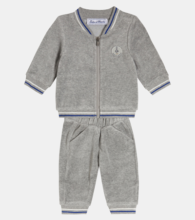 Shop Tartine Et Chocolat Baby Cotton-blend Tracksuit In Grey