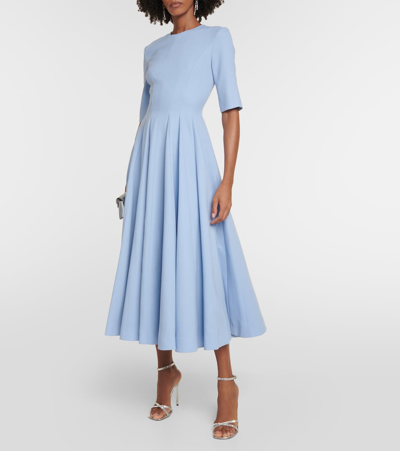 Shop Emilia Wickstead Georgie Wool Crêpe Midi Dress In Blue