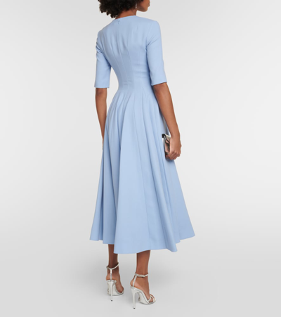Shop Emilia Wickstead Georgie Wool Crêpe Midi Dress In Blue