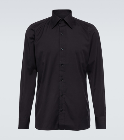 Shop Tom Ford Cotton Poplin Shirt In Black