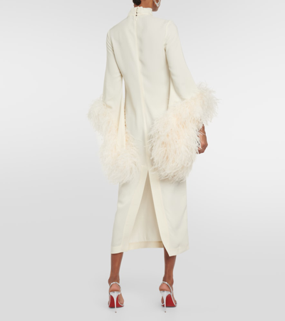 Taller Marmo Del Rio Feather-trimmed Maxi Dress In White