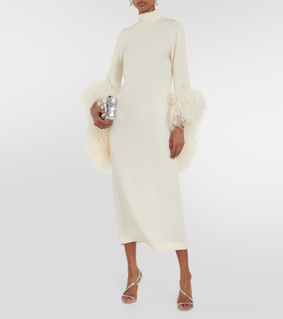 Taller Marmo Del Rio Feather-trimmed Maxi Dress In White