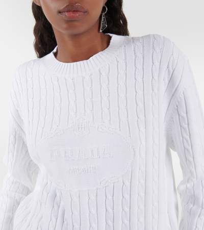 Prada Logo Cotton Sweater In White
