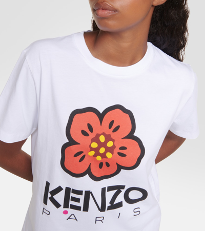 Shop Kenzo Logo Printed Cotton Jersey T-shirt In White