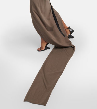 Shop Rick Owens Drkshdw Gathered Cotton Maxi Skirt In Brown