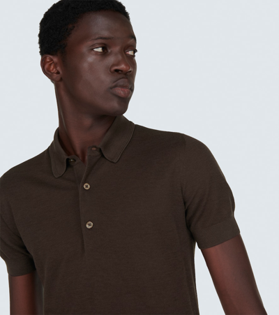 Shop Tom Ford Cotton And Silk Polo Shirt In Black
