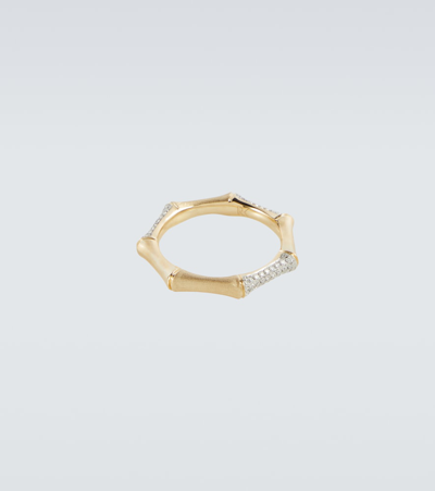 Shop Rainbow K Bamboo 14kt Gold Ring With Diamonds