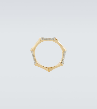 Shop Rainbow K Bamboo 14kt Gold Ring With Diamonds