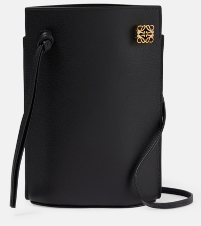 Shop Loewe Dice Pocket Leather Shoulder Bag In Black