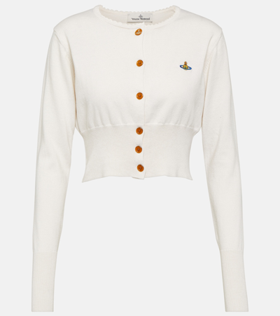 Shop Vivienne Westwood Bea Cropped Cotton-blend Cardigan In Beige
