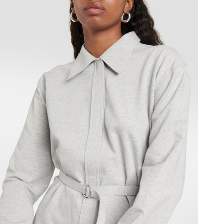 Shop Norma Kamali Cotton-blend Jersey Shirt Dress In Grey