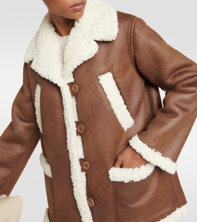 Shop Apc A. P.c. Faux Shearling-trimmed Jacket In Brown
