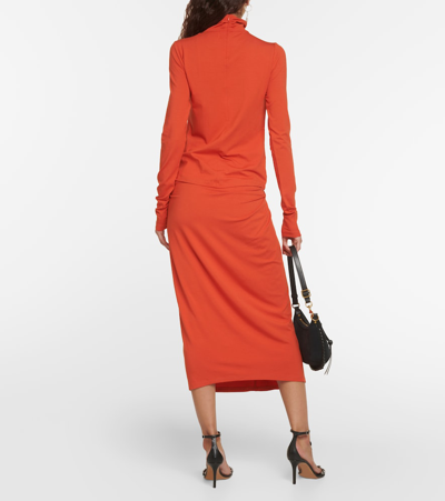 Shop Marant Etoile Lou Gathered Jersey Turtleneck Top In Orange