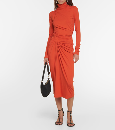 Isabel Marant Étoile Gathered Jersey Turtleneck Top In Orange