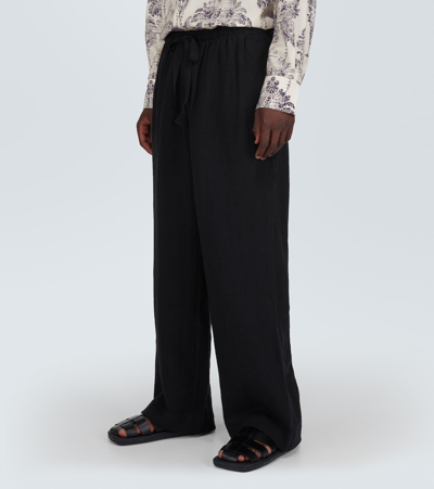 Shop Commas Wide-leg Linen Pants In Black