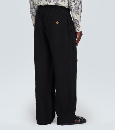 Shop Commas Wide-leg Linen Pants In Black