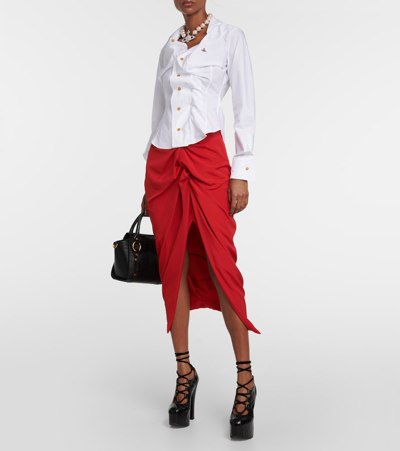 Vivienne Westwood Distorted Silhouette White Cotton Shirt With Asymmetrical Hem In White