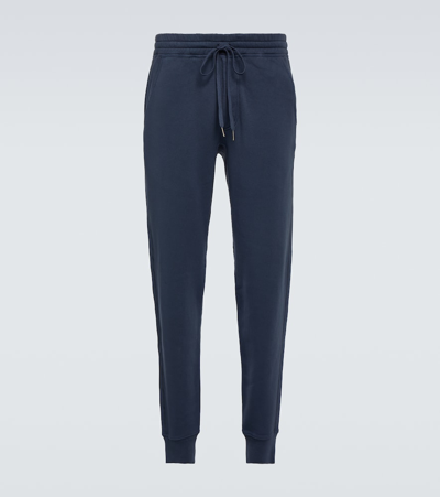 Shop Tom Ford Cotton Jersey Sweatpants In Blue