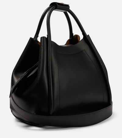 Max Mara Medium Marin Leather Tote Bag In Black