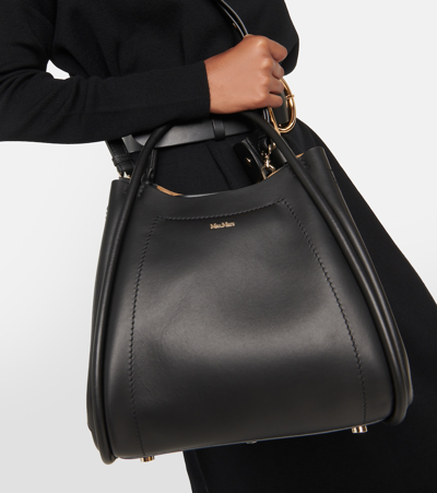 Max Mara Medium Marin Leather Tote Bag In Black