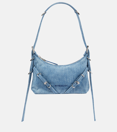 Shop Givenchy Voyou Mini Denim Shoulder Bag In Blue