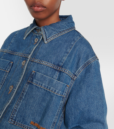 Shop Burberry Denim Shirt Jacket In Blue