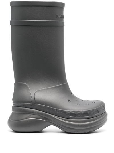 Shop Balenciaga Crocs™ Calf-length Boots In Grey