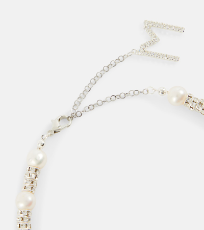 Shop Magda Butrym Embellished Necklace With Rose Quartz In Metallic