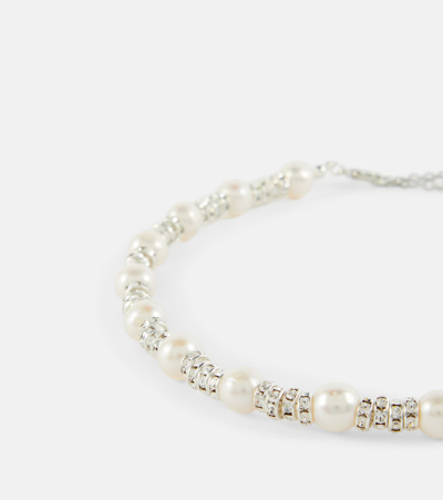 Magda Butrym Embellished Necklace With Rose Quartz In Metallic