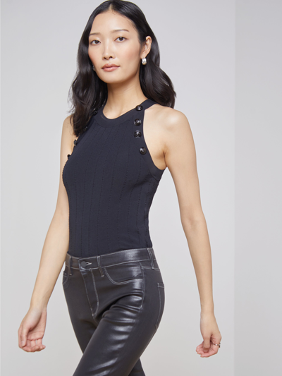 Shop L Agence Rosemary Button Tank In Black/black