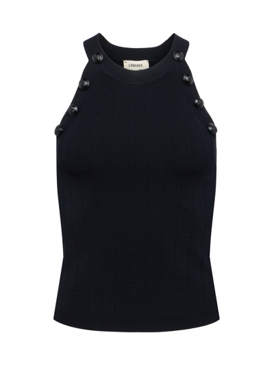 Shop L Agence Rosemary Button Tank In Black/black