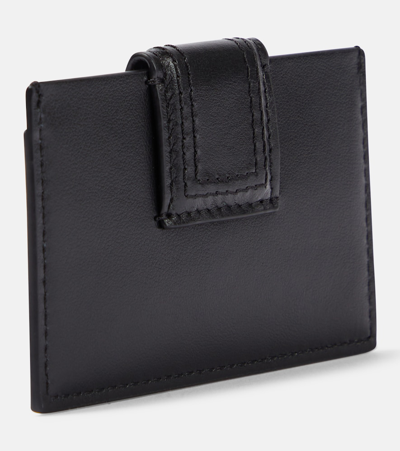 Jacquemus Debossed-logo Polished-finish Cardholder In Black