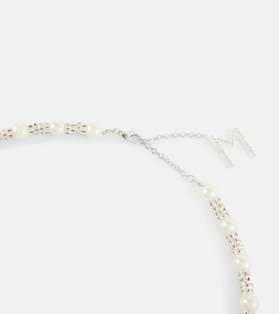 Magda Butrym Embellished Necklace With Rose Quartz In Metallic