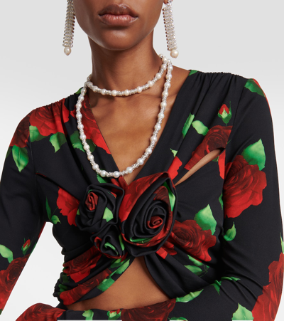 Magda Butrym Embellished Necklace With Rose Quartz In Metallic