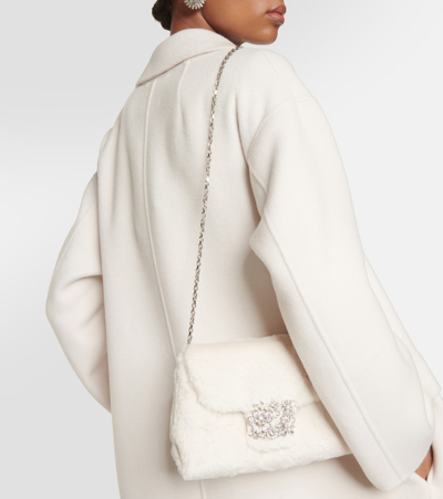 Shop Roger Vivier Rv Bouquet Faux Fur Shoulder Bag In White
