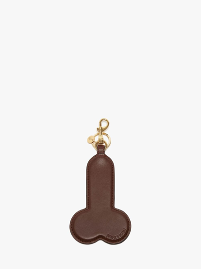 Shop Jw Anderson Leather Penis Keyring In Brown
