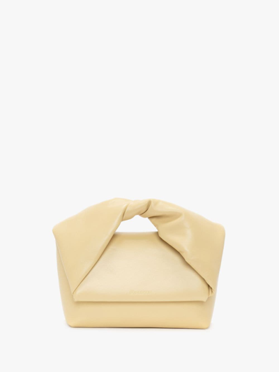 Shop Jw Anderson Large Twister - Leather Top Handle Bag In Yellow