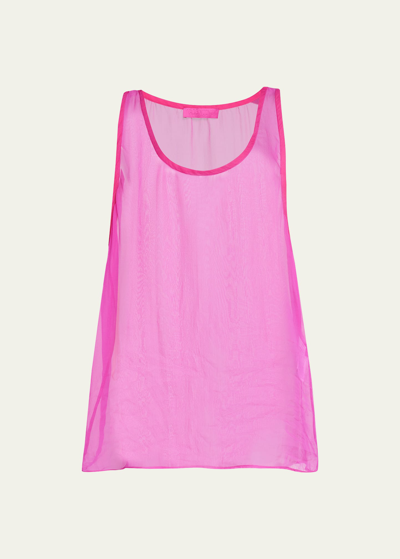 Shop Valentino Sheer Chiffon Tank Top In Pink
