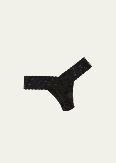 Shop Hanky Panky Signature Lace Low-rise Thong In Black