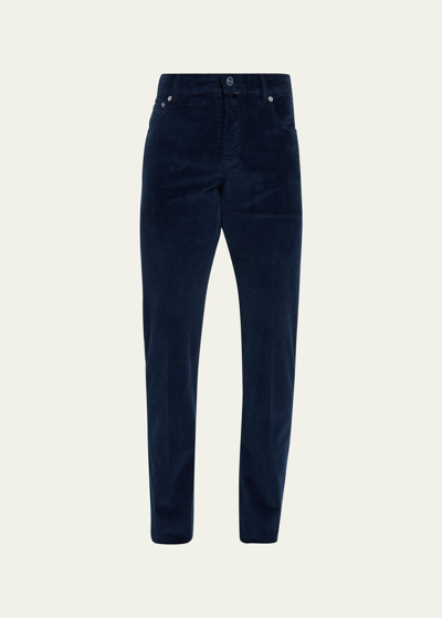 Shop Kiton Men's Cotton-cashmere 5-pocket Corduroy Jeans In Navy