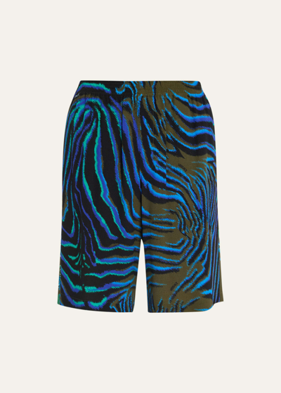 Shop Versace Men's Wildflower West Tiger Print Shorts In Khakimulticolor