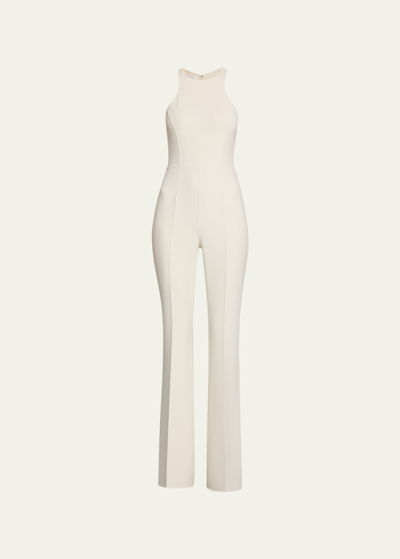 Shop Michael Kors High-neck Wool Jumpsuit In Ivory