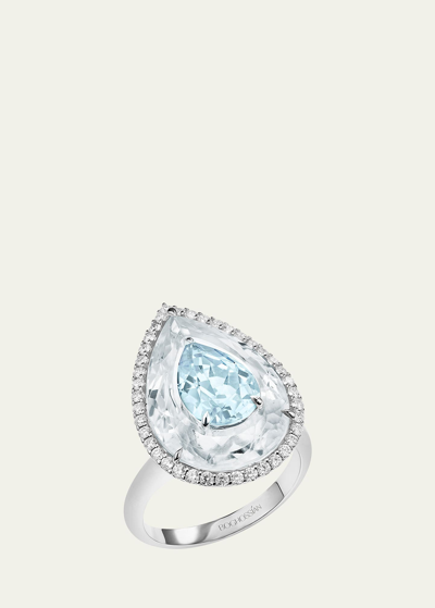 Shop Boghossian White Gold Inlay Shine Ring With Aquamarine And Crystal